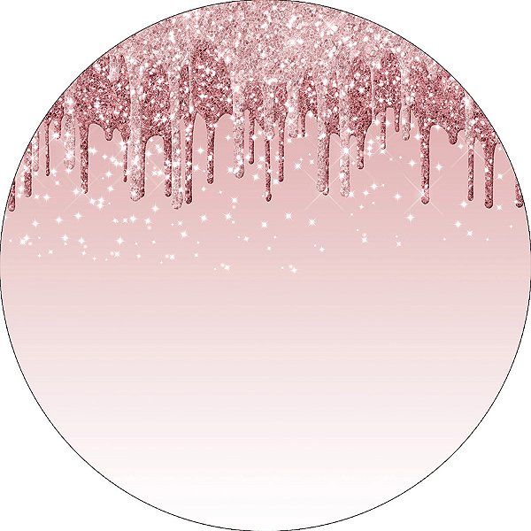 Painel De Festa Redondo 1,50x1,50 - Efeito Glitter Rose Escorrendo 029