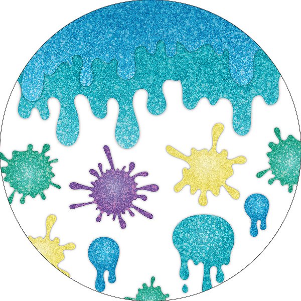 Painel De Festa Redondo 1,50x1,50 - Manchas de Slime Azul 001