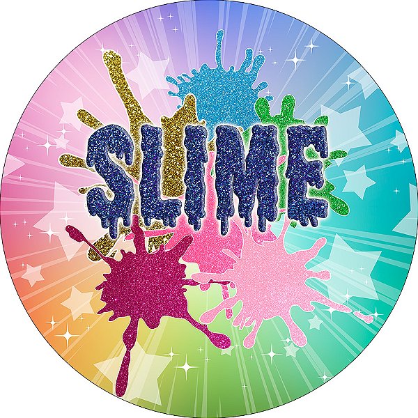 Painel De Festa Redondo 1,50x1,50 - Slime Colorido 002