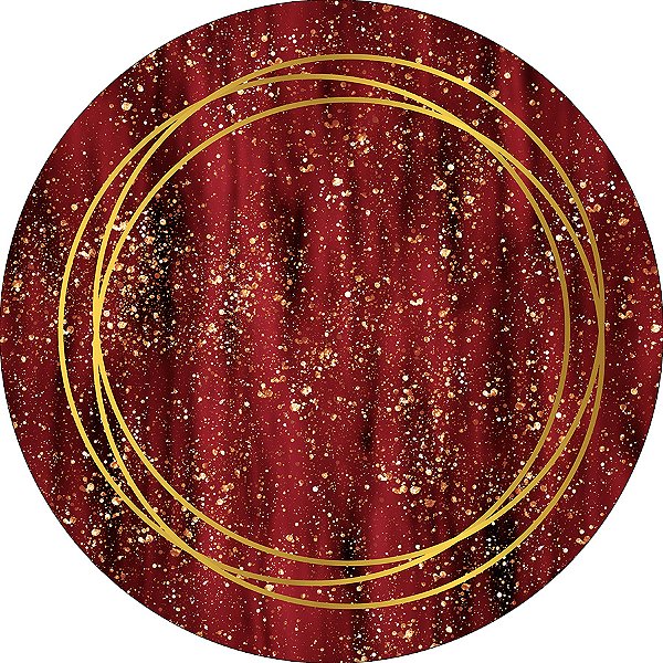 Painel De Festa Redondo 1,50x1,50 - Vermelho Circulo Dourado 145