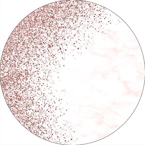 Painel De Festa Redondo 1,50x1,50 - Branco Efeito Glitter Rose 165