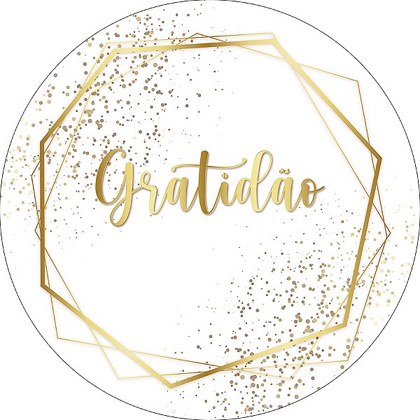 Painel De Festa Redondo 1,50x1,50 - Gratidão Efeito Glitter Dourado 167