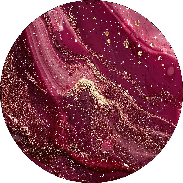 Painel De Festa Redondo 1,50x1,50 - Tom Avermelhado Efeito Glitter Dourado 193