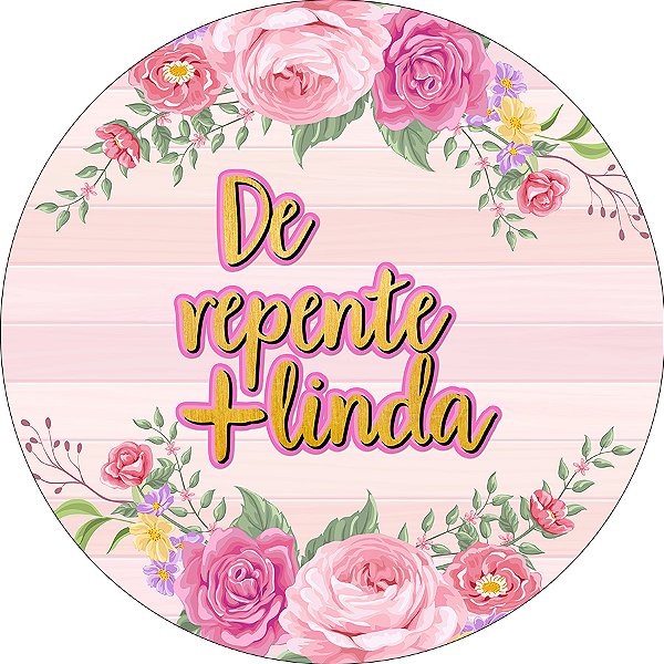 Painel De Festa Redondo 1,50x1,50 - De repente Mais Linda Rosa Floral 141