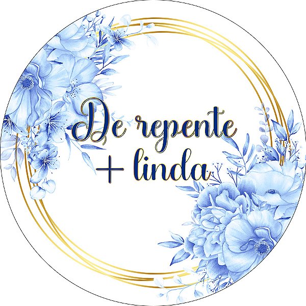 Painel De Festa Redondo 1,50x1,50 - De repente Mais Linda Floral Azul 152