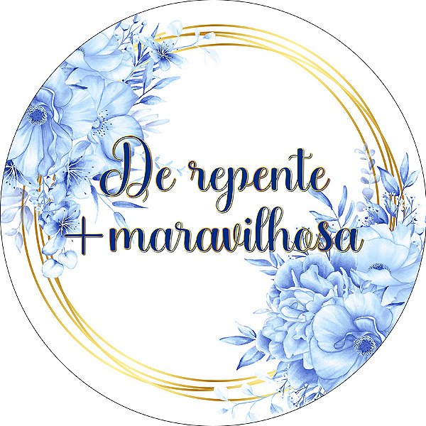Painel De Festa Redondo 1,50x1,50 - De repente Mais Maravilhosa Floral Azul 153