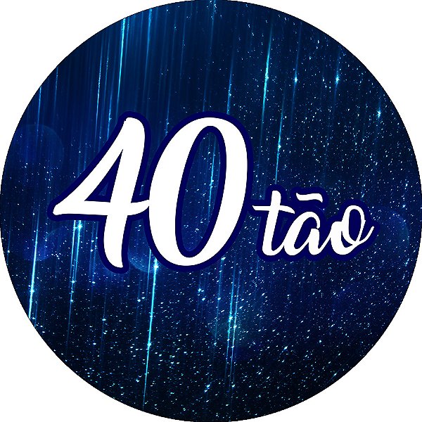 Painel De Festa Redondo 1,50x1,50 - 40 Anos 40Tão Efeito Brilhos Azul 196