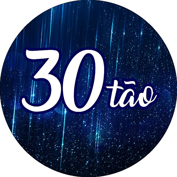 Painel De Festa Redondo 1,50x1,50 - 30 Anos 30Tão Efeito Brilhos Azul 197