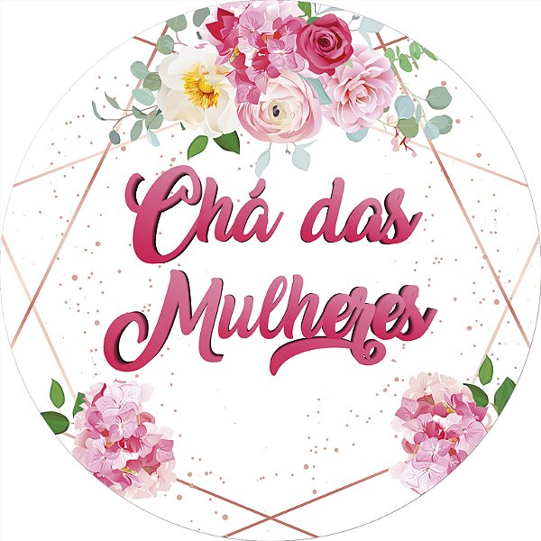 Painel De Festa Redondo 1,50x1,50 - Chá de Mulheres Rosa Floral 051