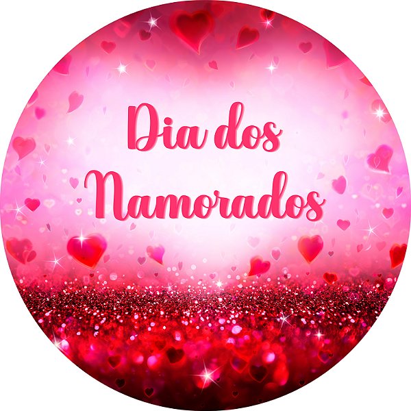 Painel De Festa Redondo 1,50x1,50 - Dia Dos Namorados Efeito Glitter Vermelho 065
