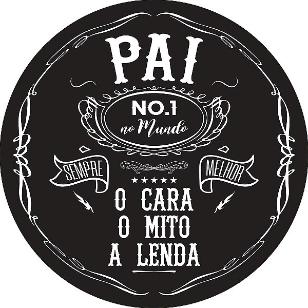 Painel De Festa Redondo 1,50x1,50 - Preto Pai Numero 1 Do Mundo 092