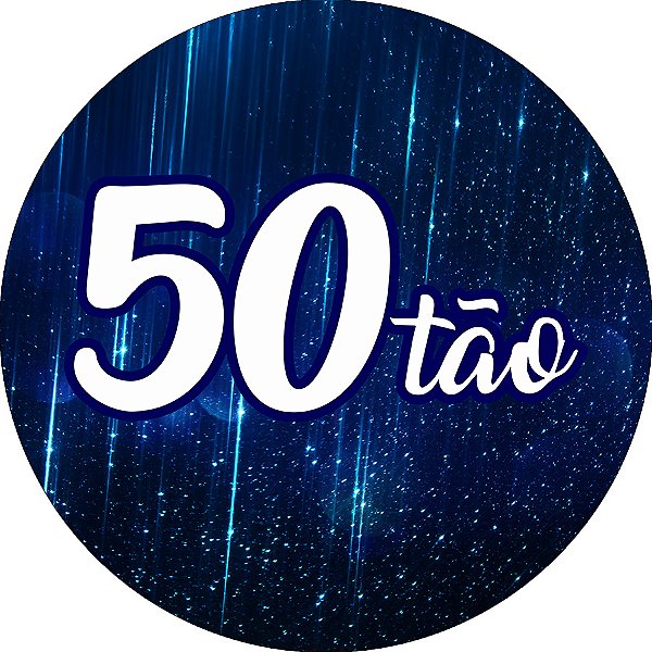 Painel De Festa Redondo 1,50x1,50 - 50 Anos 50Tão Efeito Brilho Azul 297