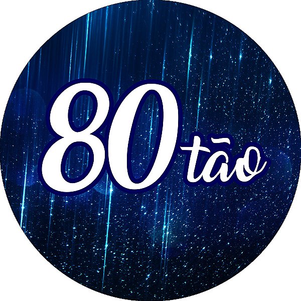 Painel De Festa Redondo 1,50x1,50 - 80 Anos 80Tão Efeito Brilho Azul 299