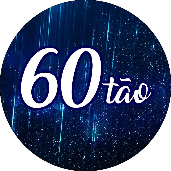 Painel De Festa Redondo 1,50x1,50 - 60 Anos 60Tão Efeito Brilho Azul 301