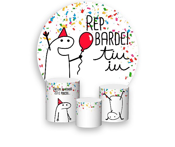 Painel De Festa Redondo 1,50 x 1,50 + Trio De Capas Cilindro - lork Rep Bardei Tiu iuu 002