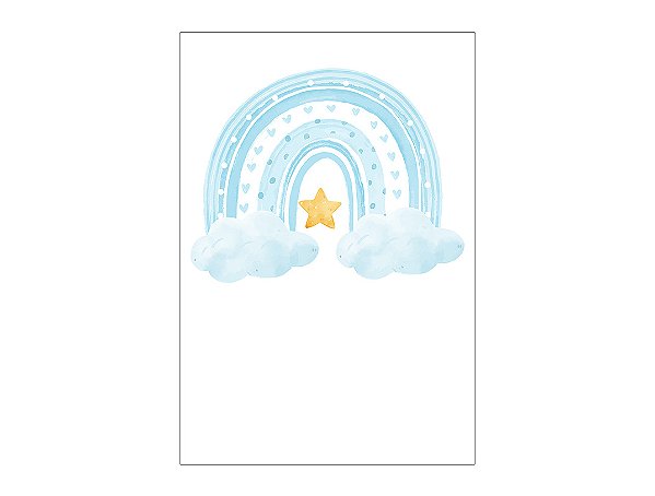 Painel De Festa Vertical 1,50 x 2,20 - Arco-íris Boho Azul Cute 005