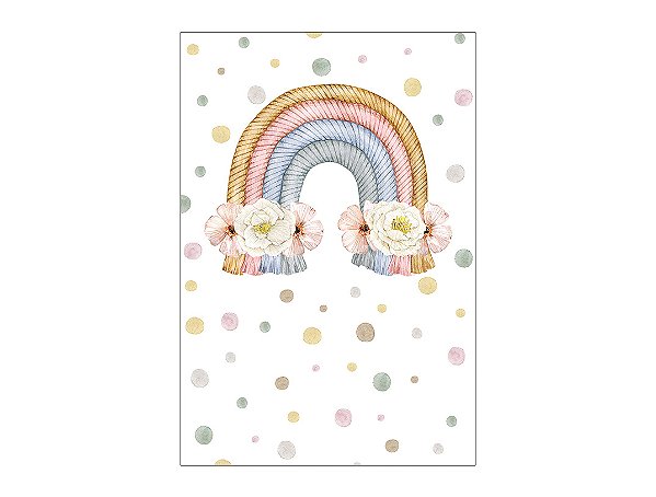 Painel De Festa Vertical 1,50 x 2,20 - Arco-íris Boho Floral 007