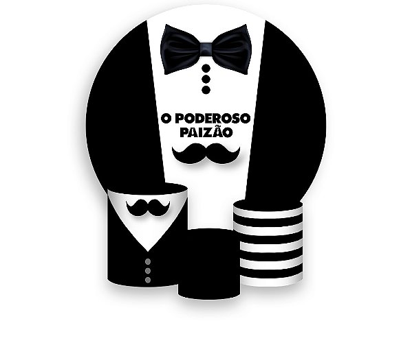 Painel De Festa Redondo 1,50 x 1,50 + Trio De Capas Cilindro - Dia dos Pais O Poderoso Paizão 019