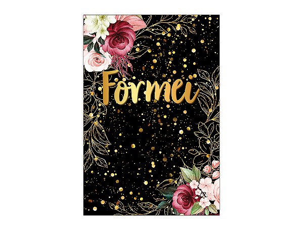 Painel De Festa Vertical 1,50 x 2,20 - Formei Dourado Floral 018