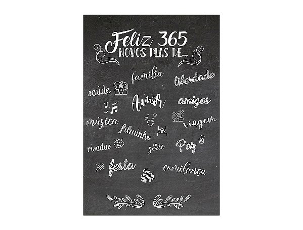 Painel De Festa Vertical 1,50 x 2,20 - Ano Novo Chalkboard 365 Dias 002