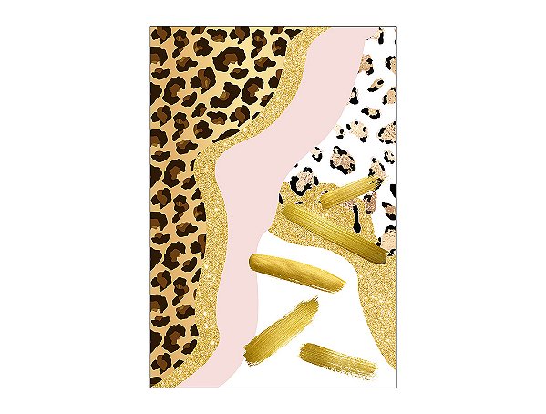 Painel De Festa Vertical 1,50 x 2,20 - Safari Estampa Animais Print Gold 042