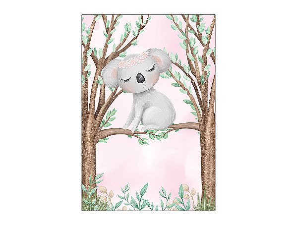 Painel De Festa Vertical 1,50 x 2,20 - Safari Coala Rosa 052