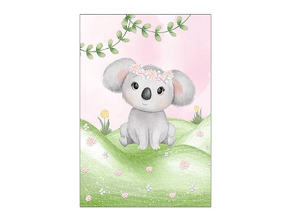 Painel De Festa Vertical 1,50 x 2,20 - Safari Coala Cute Rosa 053