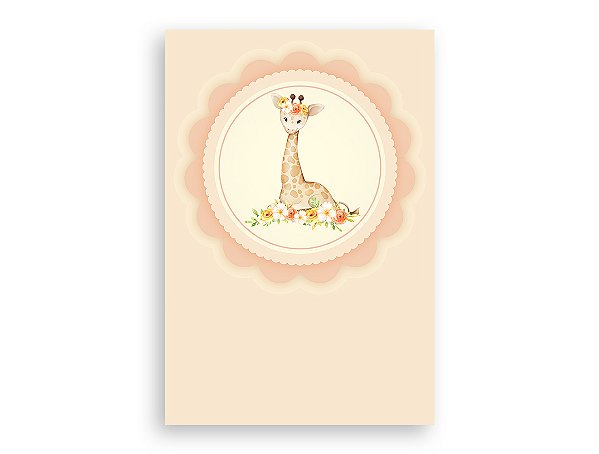 Painel De Festa Vertical 1,50 x 2,20 - Safari Girafinha Cute 056