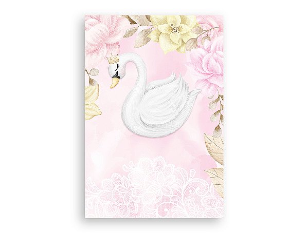 Painel De Festa Vertical 1,50 x 2,20 - Safari Cisne Floral Rosa 067