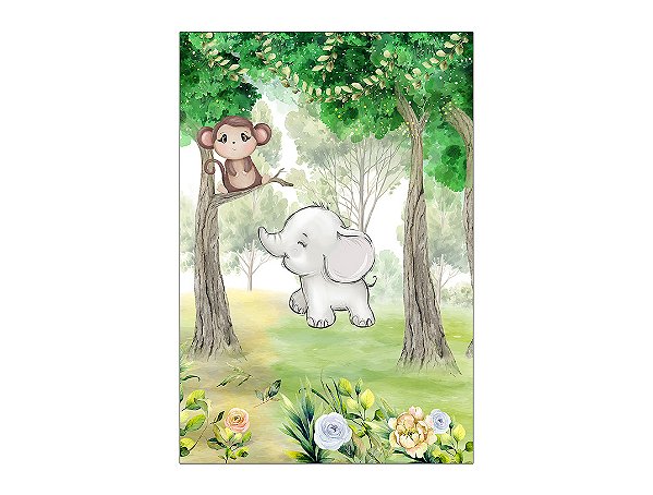 Painel De Festa Vertical 1,50 x 2,20 - Safari Macaco Cute 079