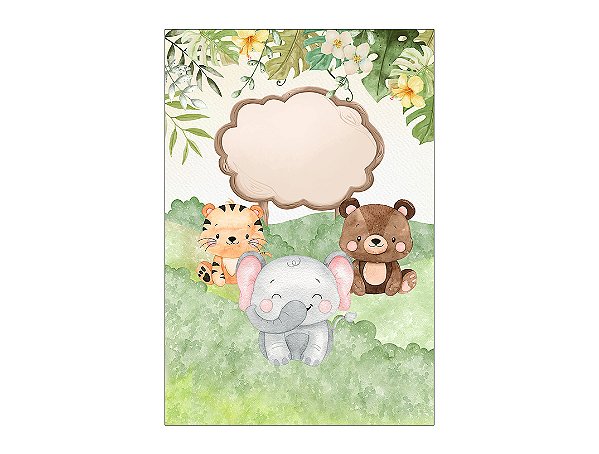 Painel De Festa Vertical 1,50 x 2,20 - Safari Aquarela Verde Suave 085