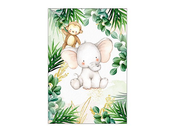 Painel De Festa Vertical 1,50 x 2,20 - Safari Animais Baby Cute 087