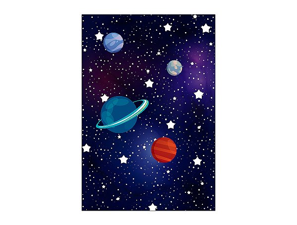 Painel De Festa Vertical 1,50 x 2,20 - Astronauta Planetas e Estrelas 003