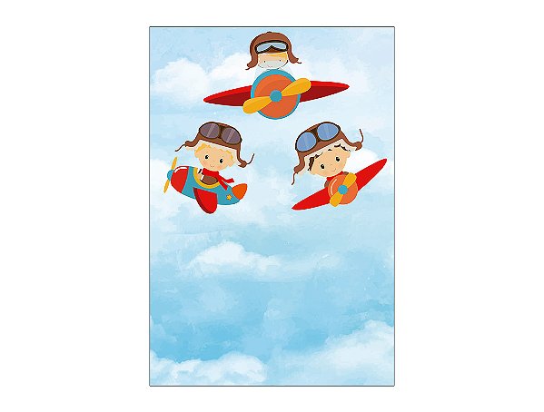 Painel De Festa Vertical 1,50 x 2,20 - Aviadores Céu Azul 003