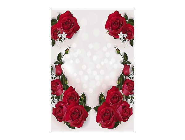 Painel De Festa Vertical 1,50 x 2,20 - Noivado Rosas Vermelhas 002