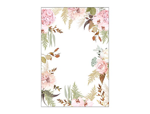 Painel De Festa Vertical 1,50 x 2,20 - Casamento Flores Aquarela 026