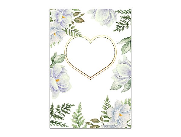 Painel De Festa Vertical Interativo 1,50x2,20 - Noivado Coração e Flores Brancas 035