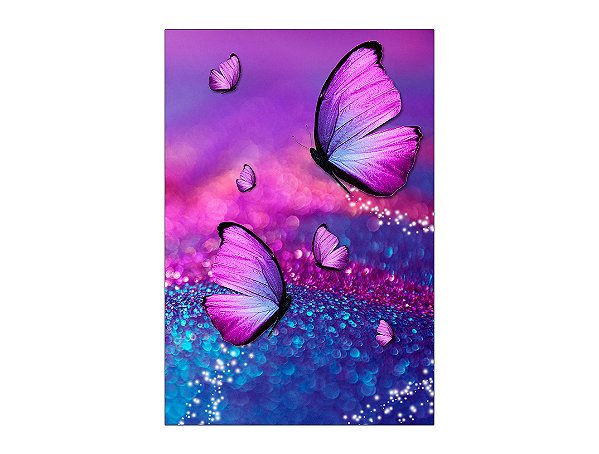 Painel De Festa Vertical 1,50 x 2,20 - Borboletas Azul e Rosa Efeito Glitter 005