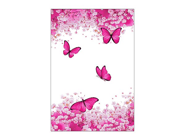 Painel De Festa Vertical 1,50 x 2,20 - Borboletas Pink Floral 033