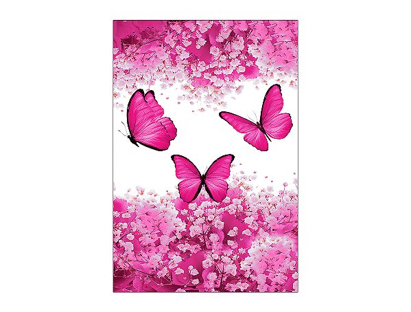 Painel De Festa Vertical 1,50 x 2,20 - Borboletas Voando Pink Floral 034