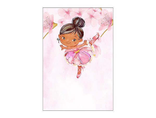 Painel De Festa Vertical 1,50 x 2,20 - Bailarina com Flores Rosas 006