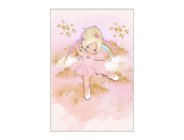 Painel De Festa Vertical 1,50 x 2,20 - Bailarina Cute Efeito Glitter 016