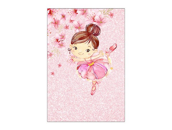 Painel De Festa Vertical 1,50 x 2,20 - Bailarina Dançando com Flores Rosas 018