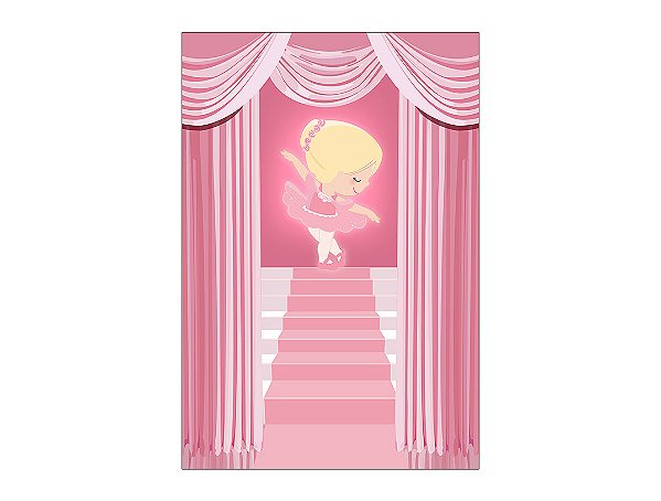 Painel De Festa Vertical 1,50 x 2,20 - Bailarina Cute Dançando Rosa 023