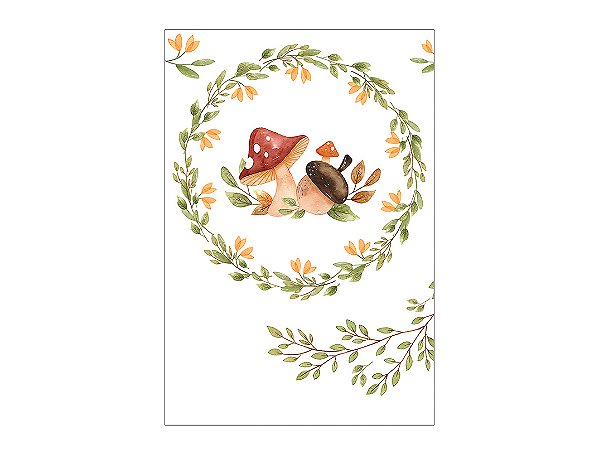 Painel De Festa Vertical 1,50 x 2,20 - Bosque Cute com Folhagens 002