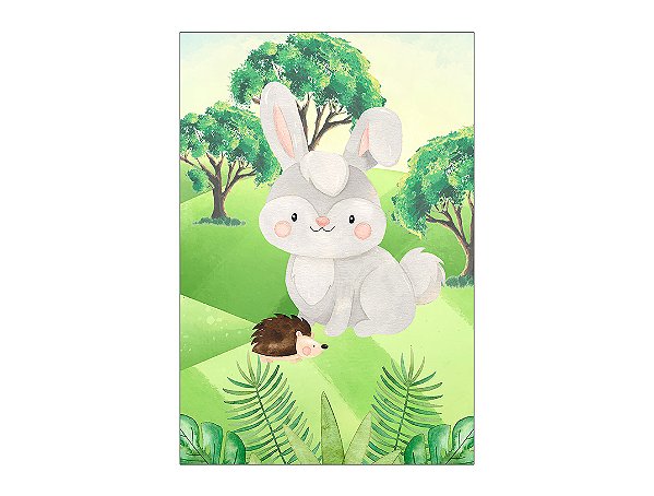 Painel De Festa Vertical 1,50 x 2,20 - Bosque Coelhinho Cute 003