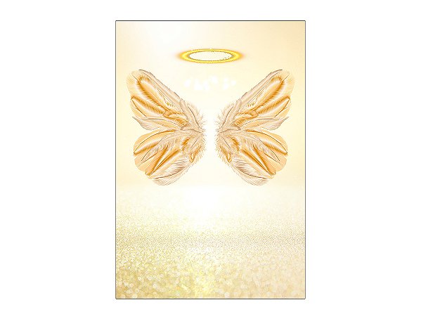 Painel De Festa Vertical 1,50 x 2,20 - Batizado Asas Douradas 008