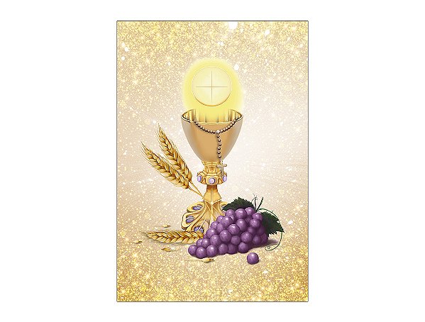 Painel De Festa Vertical 1,50 x 2,20 - Primeira Eucaristia Bege Efeito Brilhos 016