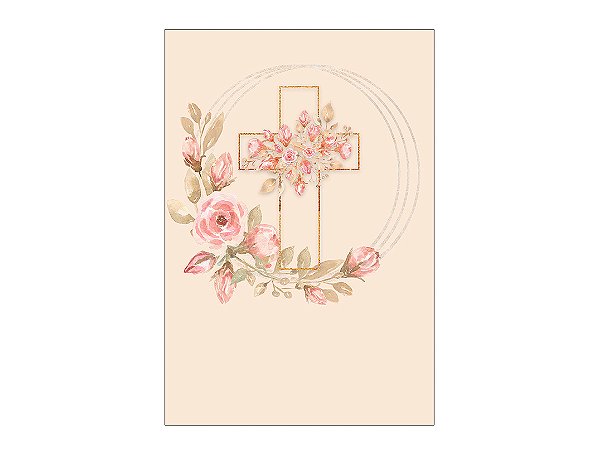 Painel De Festa Vertical 1,50 x 2,20 - Batizado Floral 022