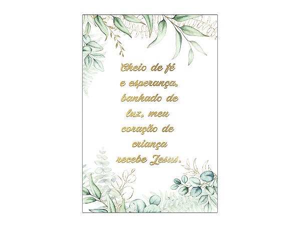Painel De Festa Vertical 1,50 x 2,20 - Batizado Crisma Folhagens 046